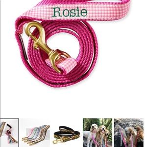 NWT red gingham dog leash 6’ wide lead. Mark & Graham